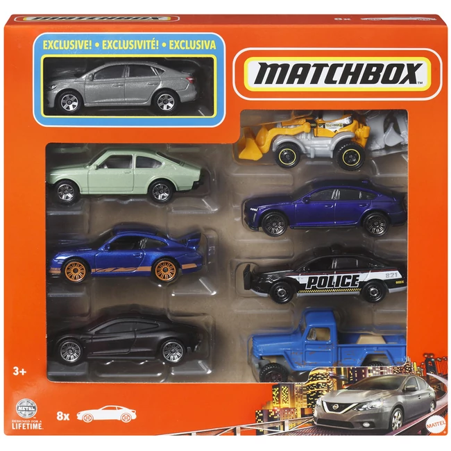 Matchbox: 8 db-s kisautó szett exkluzív Nissan szedán autóval – Mattel