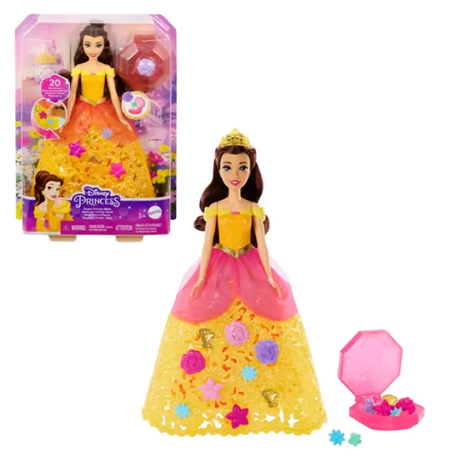 Disney Hercegnők: Virág varázslat Belle baba kiegészítőkkel – Mattel