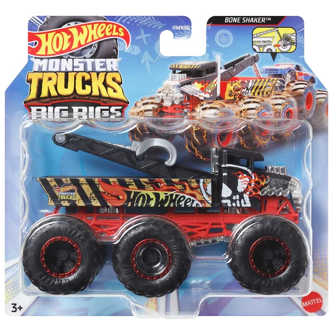 Hot Wheels Monster Trucks: Big Rigs hatkerekű Bone Shaker vontató járgány 1:64 – Mattel