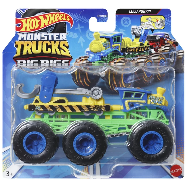 Hot Wheels Monster Trucks: Big Rigs Loco Punk hatkerekű vontató járgány 1:64 – Mattel