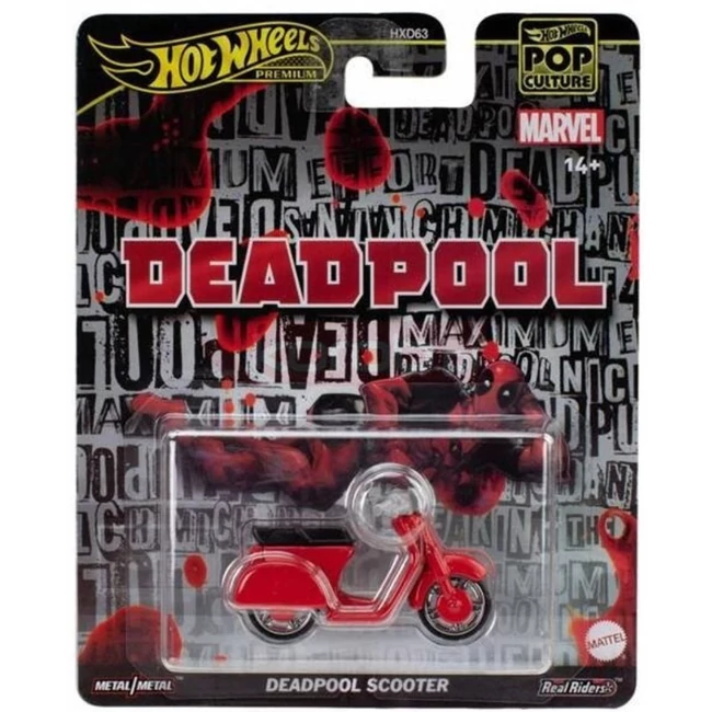 Hot Wheels: Pop kultúra széria – Deadpool Scooter kisautó 1/64 – Mattel
