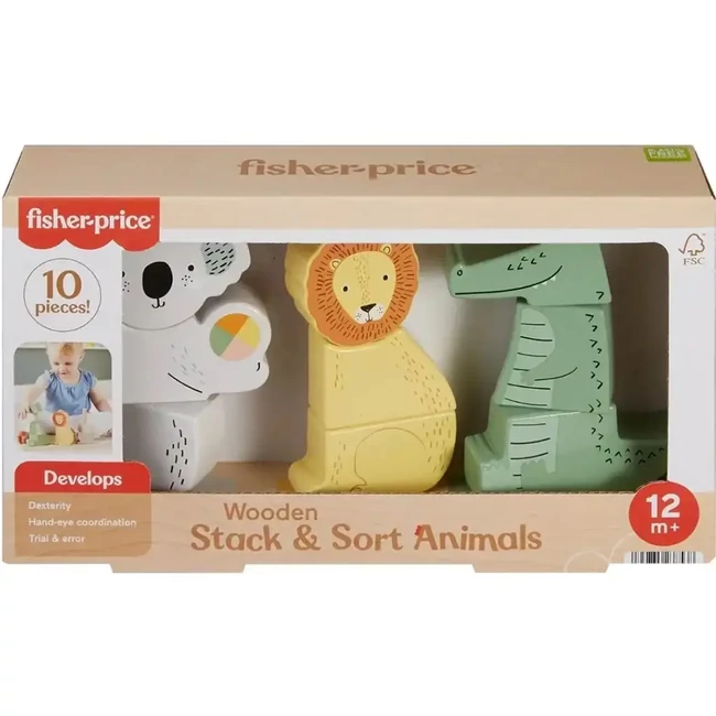 Fisher-Price: Wood Fa állatos rakosgató – Mattel