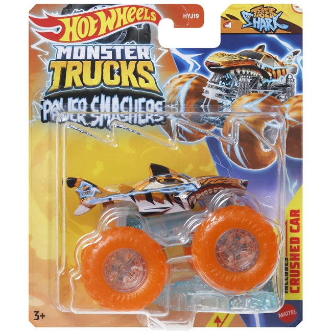 Hot Wheels Monster Trucks: Tiger Shark Power Smasher kisautó 1/64 – Mattel