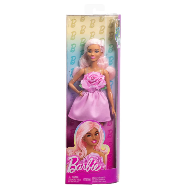 Barbie: Fashionista stílusos baba rózsás ruhában – Mattel