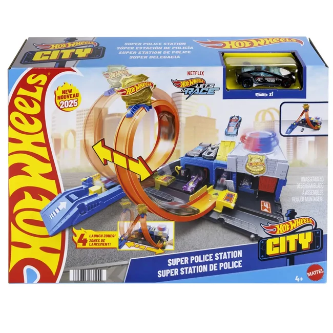 Hot Wheels City: Szuper rendőrkapitányság pályaszett kisautóval – Mattel