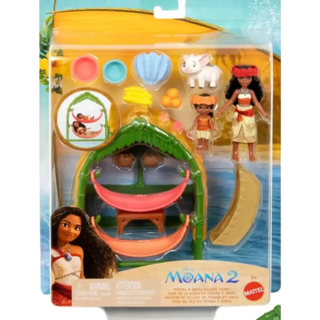 Vaiana 2: Vaiana és Simea kunyhó játékszett – Mattel