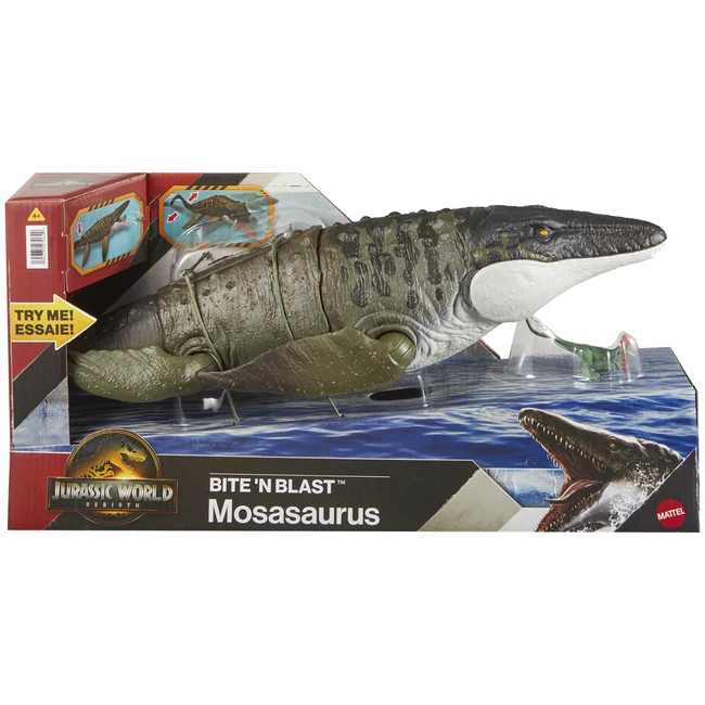 Jurassic World: Újjászületés – Bite 'N Blast Mosasaurus figura – Mattel