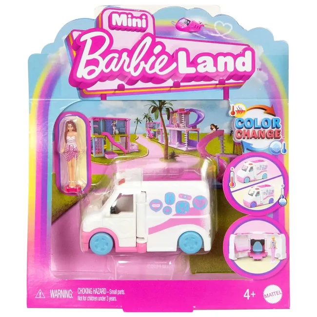 Barbie: Mini BarbieLand jármű – Mentőautó -Mattel