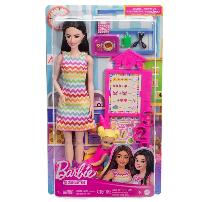 Barbie tanárnő karrierbaba játékszett szőke hajú kisgyerekkel – Mattel
