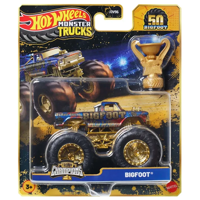 Hot Wheels Monster Trucks: Bigfoot bajnok kisautó serleggel 1/64 – Mattel