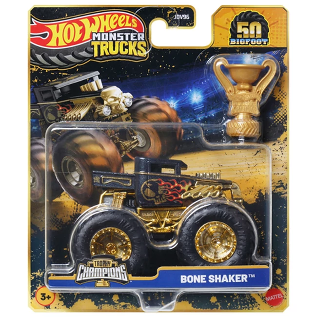 Hot Wheels Monster Trucks: Bone Shaker bajnok kisautó serleggel 1/64 – Mattel