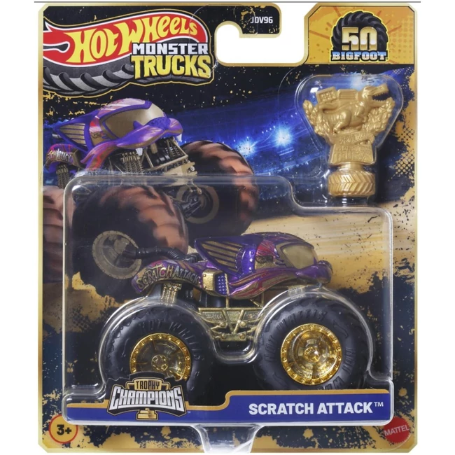 Hot Wheels Monster Trucks: Scratch Attack bajnok monster kisautó serleggel 1/64 – Mattel