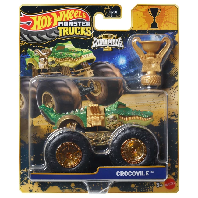 Hot Wheels Monster Trucks: Crocovile bajnok monster kisautó serleggel 1/64 - Mattel