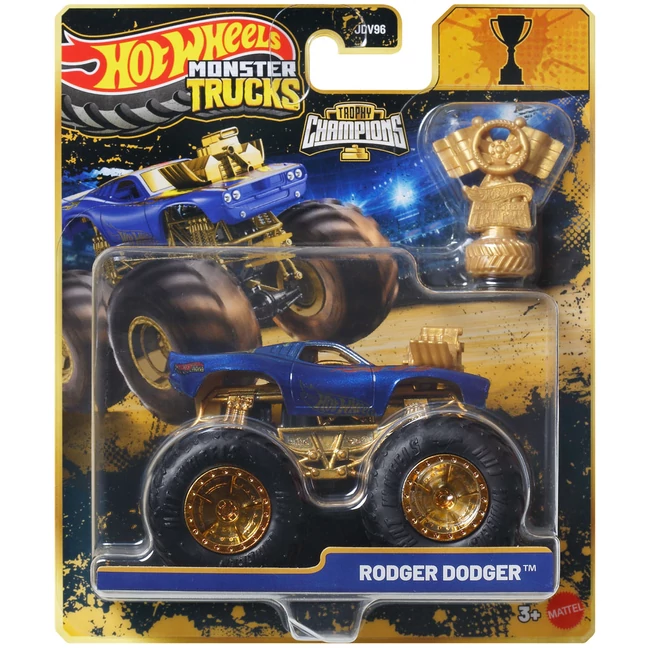 Hot Wheels Monster Trucks: Rodger Dodger bajnok monster kisautó serleggel 1/64 - Mattel