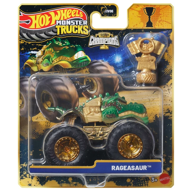 Hot Wheels Monster Trucks:Rageasaur bajnok monster kisautó serleggel 1/64 - Mattel