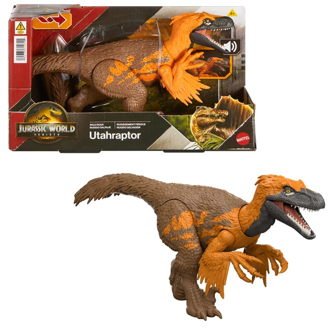 Jurassic World: Újjászületés Wild Roar Utahraptor támadó dinoszaurusz figura – Mattel
