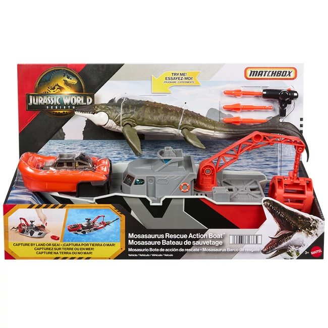 Matchbox: Jurassic World Újjászületés hajó Mosasaurusszal játékszett – Mattel