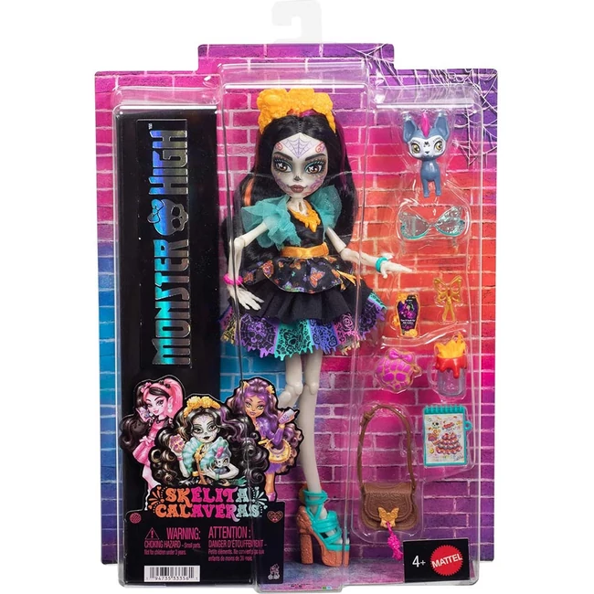 Monster High Skelita Calaveras baba kiegészítőkkel – Mattel