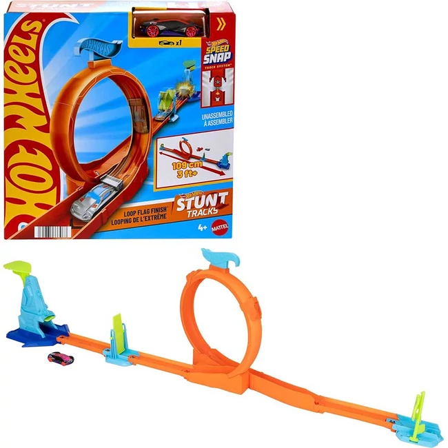 Hot Wheels: Kaszkadőr kezdőszett - Loop Flag Finish játékszett - Mattel