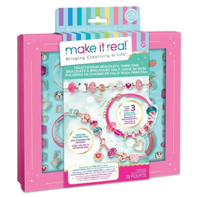 Make it Real: Kristály Medál Karkötők Pink