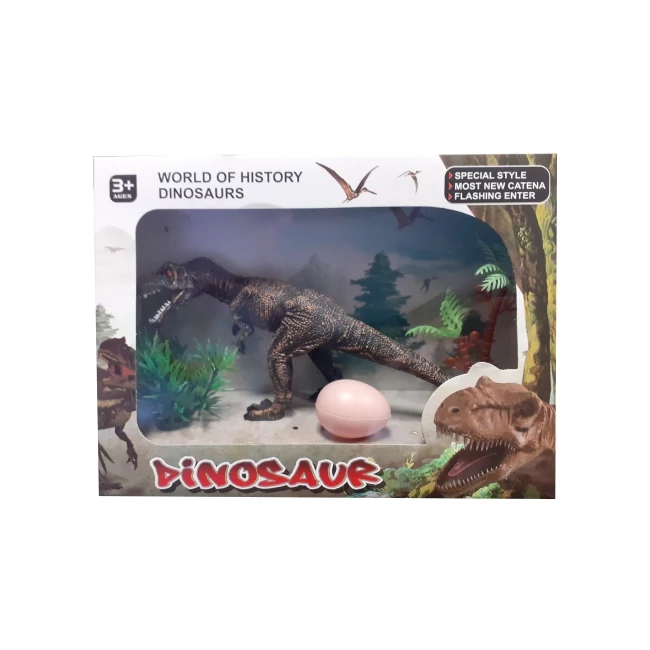 Tyrannoszaurusz Rex dinoszaurusz figura tojással és növényekkel