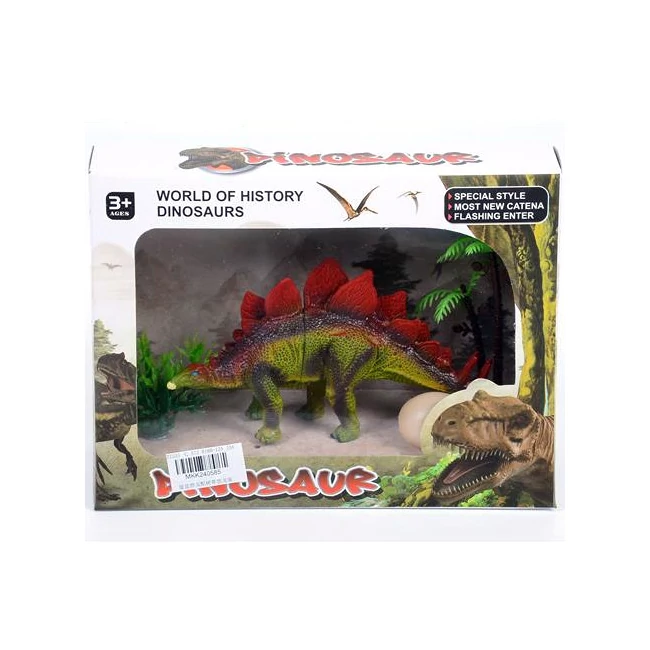 Stegosaurus dinoszaurusz figura tojással és növényekkel