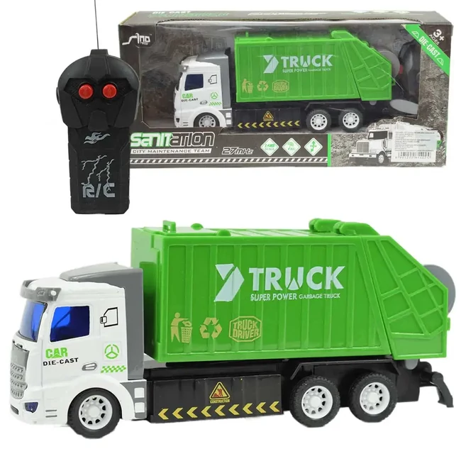 RC távirányítós hulladékszállító kukásautó fényeffektekkel 1/48-as méretarány 20 cm