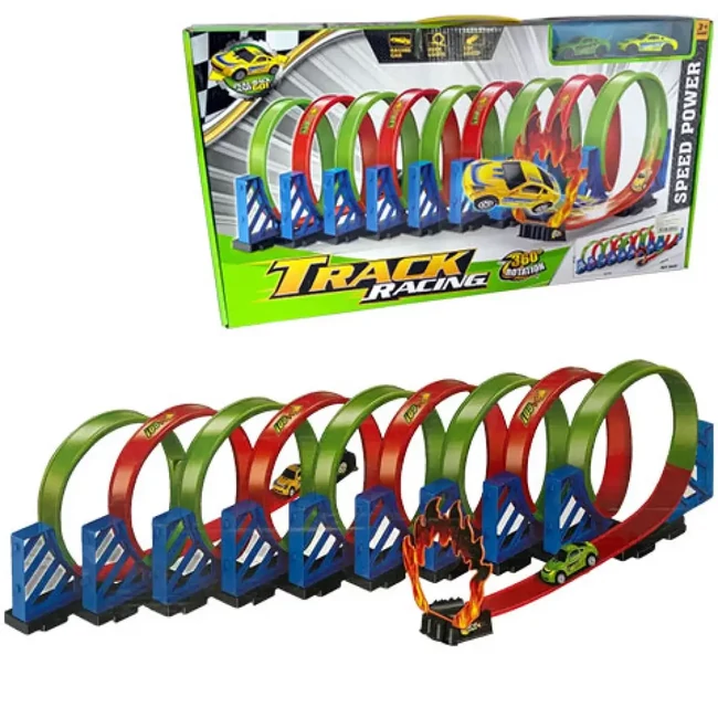 Track Racing szuper hurok versenypálya két hátrahúzós kisautóval