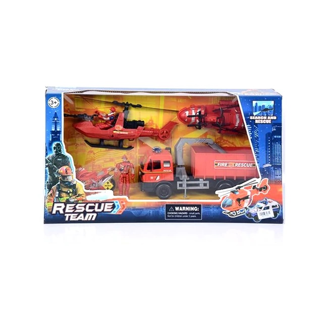 Rescue Team tűzoltósági játék szett járművekkel