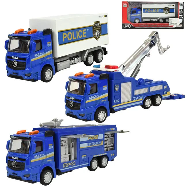 Police Set: Lendkerekes rendőrségi teherautó fénnyel és hanggal többféle változatban 19 cm 1 db