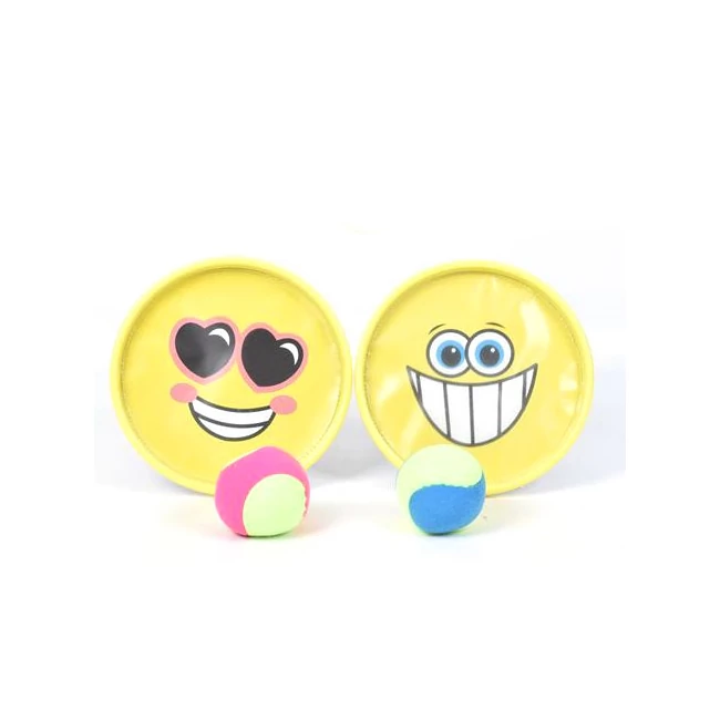 Smiley mintás sárga catch ball ügyességi játék szett