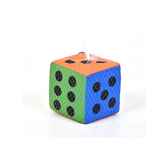 Puha színes dobókocka csörgővel 13 cm
