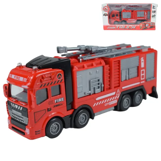 Fire Truck négytengelyes tűzoltóautó fém modell 1/43