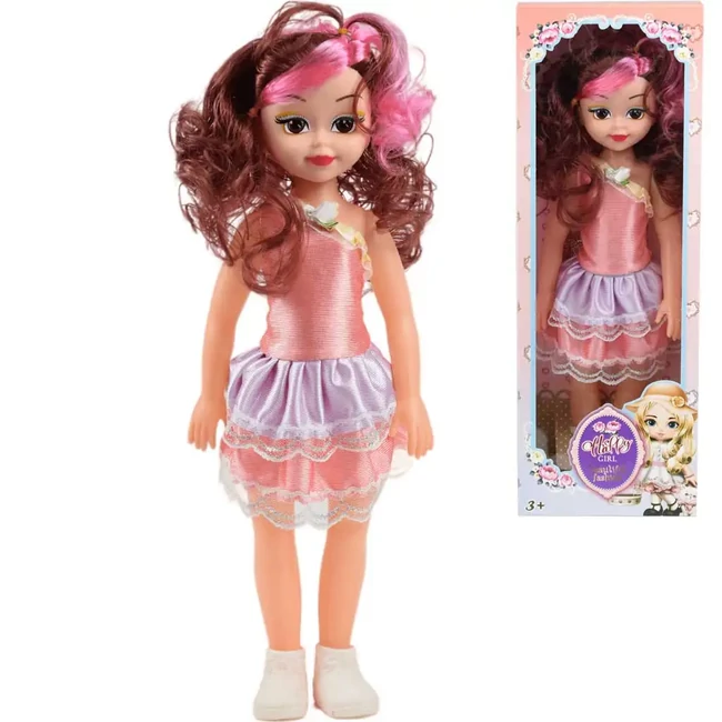Divat baba trendi ruhában hanggal 46 cm-es