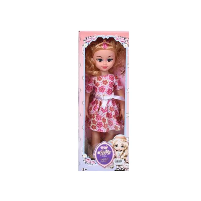 Divat baba virágos ruhában hanggal 46 cm-es