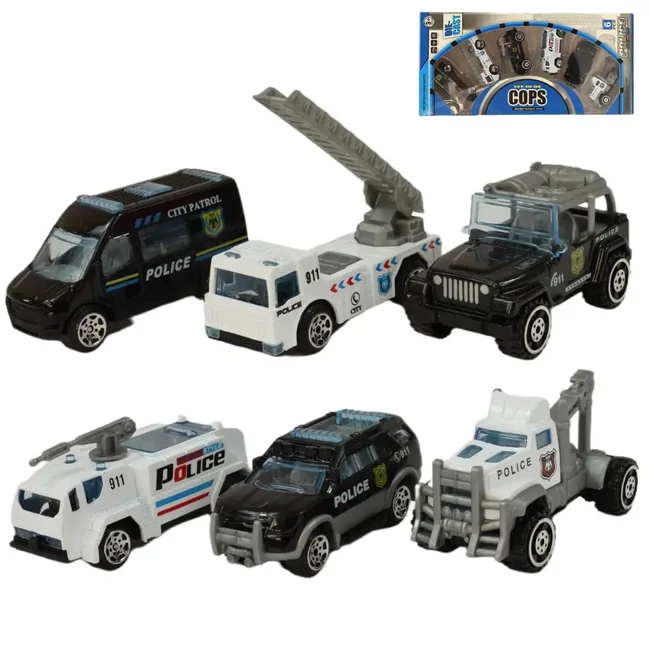 Truck Team: Rendőrségi 6 db-os kisautó szett 1/64-es