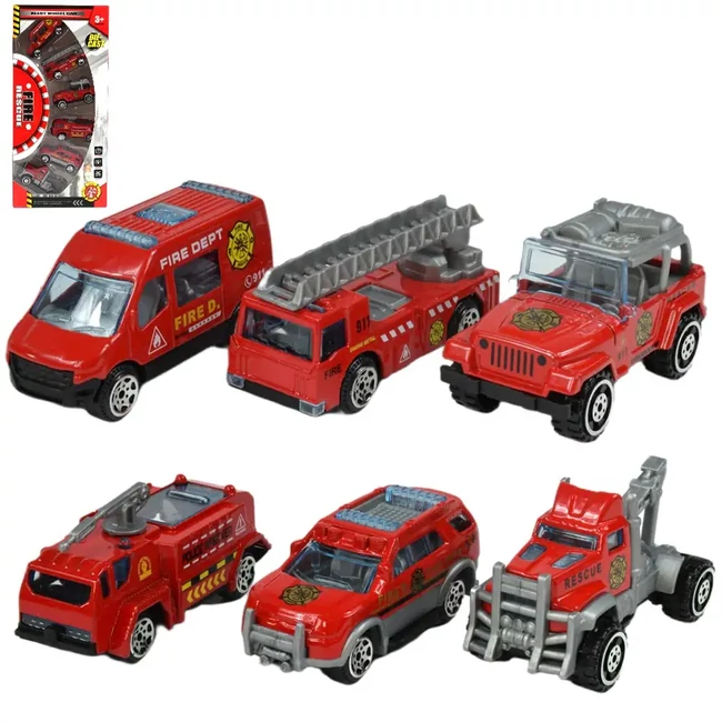 Truck Team: Tűzoltósági 6 db-os kisautó szett 1/64-es