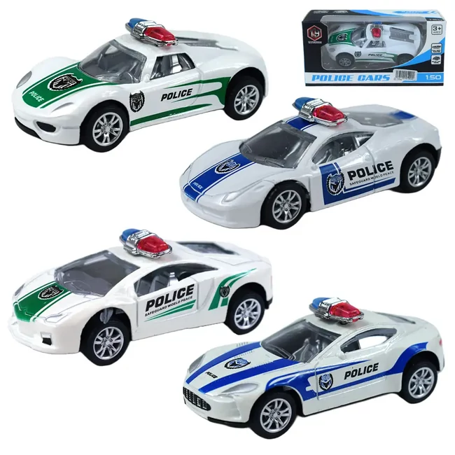 Fém rendőrautó modell több színváltozatban 1/50