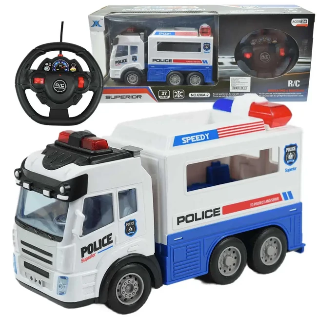RC Távirányítós rendőrségi szállítóautó fénnyel 1/43
