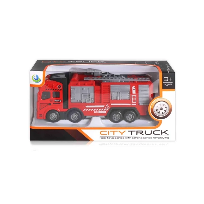 City Truck: Négytengelyes fém tűzoltóautó modell – fénnyel és hanggal
