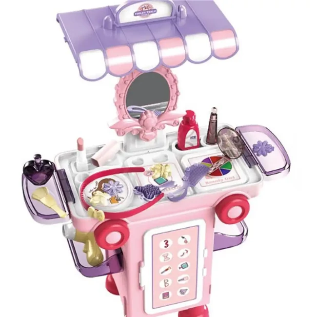 Szépség szett pink gurulós tárolóban 36 db-os