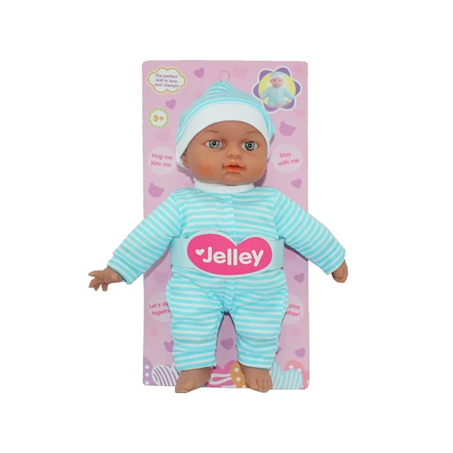 Jelley baba kék csíkos ruhában 25 cm