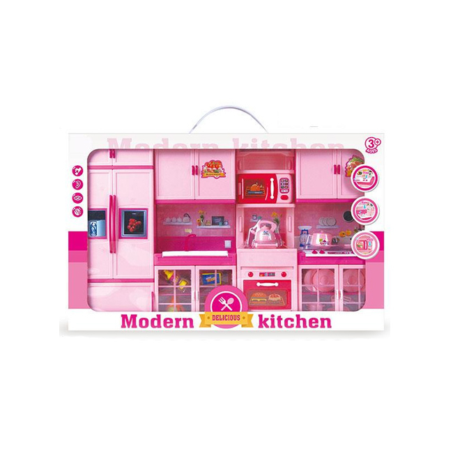Modern Kitchen pink konyhaszett kiegészítőkkel, fénnyel és hanggal