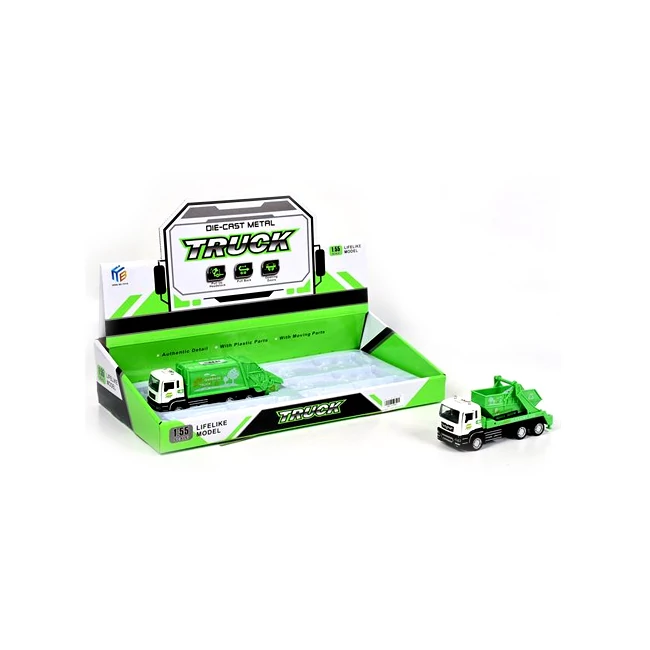 Die-Cast Metal Truck szelektív hulladékgyűjtő kamion kétféle változatban 1/55