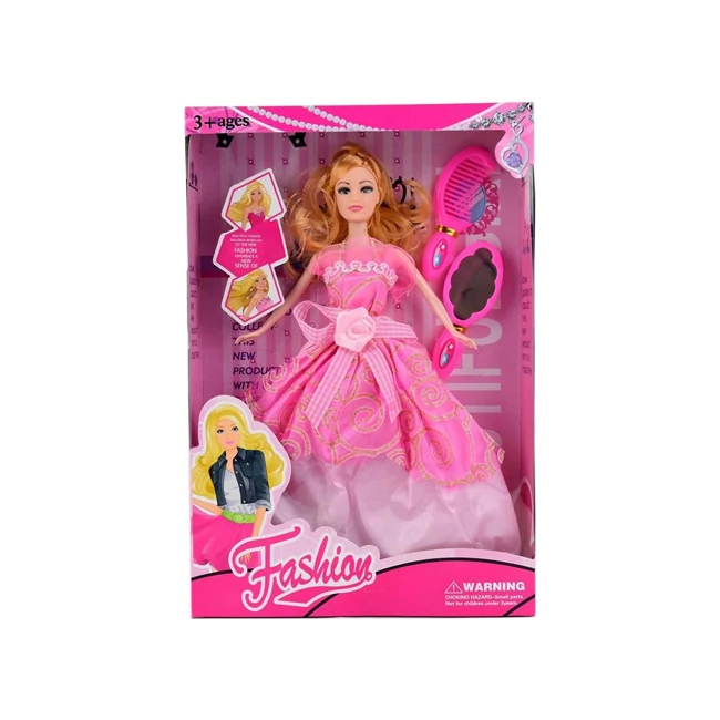 Fashion divatbaba rózsaszín báli ruhában kiegészítőkkel 29 cm