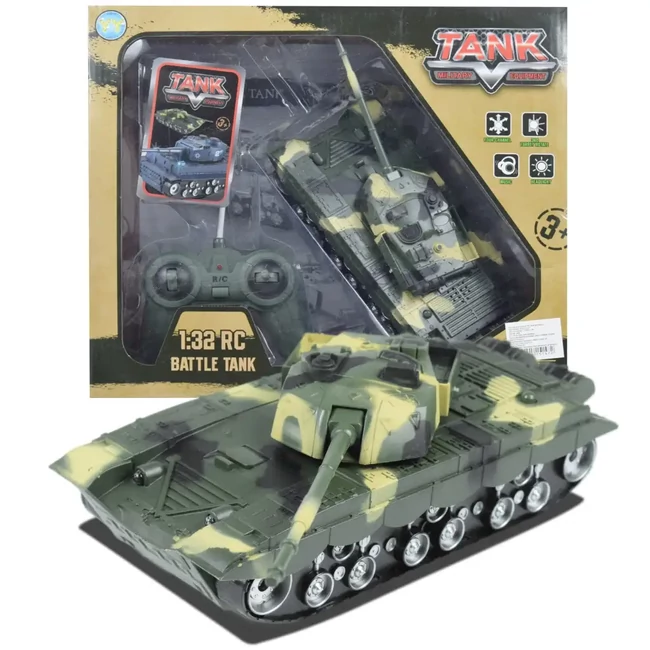 Távirányítós RC terepmintás tank fénnyel 1/32 27MHz