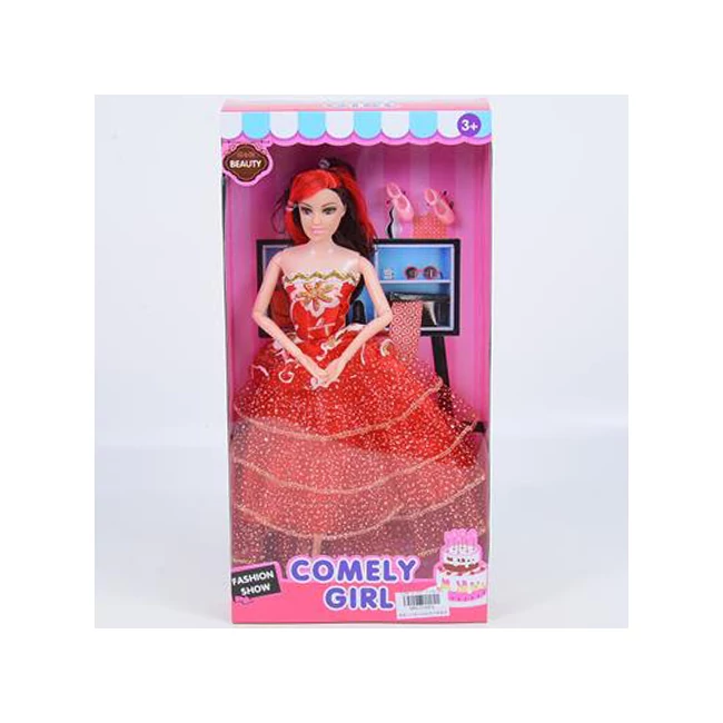 Comely Girl 28 cm-es divatbaba piros estélyi ruhában kiegészítőkkel