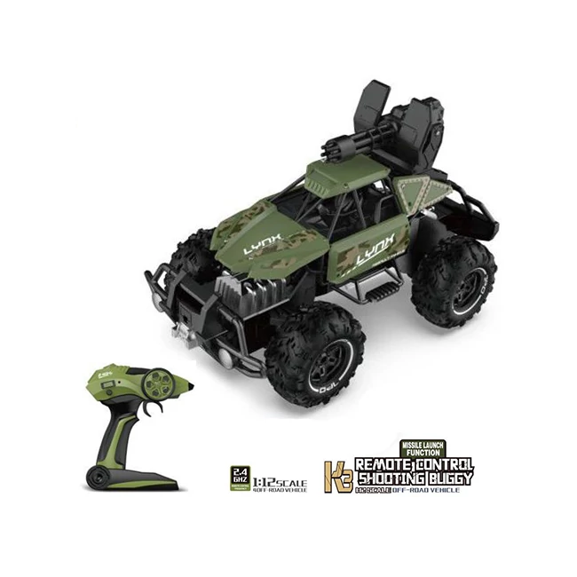 RC 2,4GHz Lynx távirányítós katonai terepjáró buggy 1:12-es méretarány zöld színben