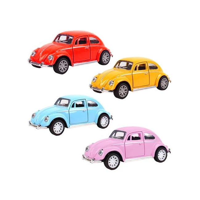 Hátrahúzós Volkswagen Bogár kisautó fénnyel és hanggal 1/32 többféle változatban