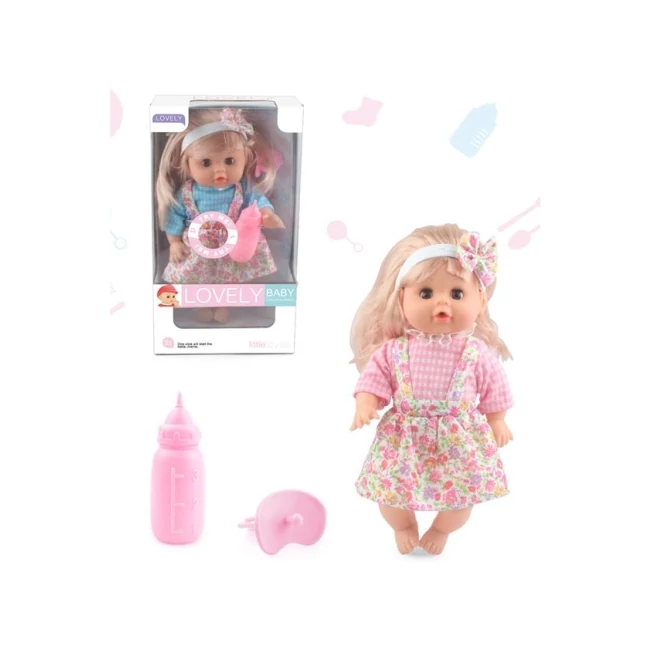 Sweet Baby baba szőke hajjal nyári ruhában, hanggal és cumikkal több változatban